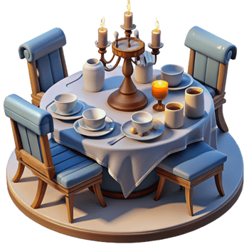 Romantic Table Setting with Candles and Tea png