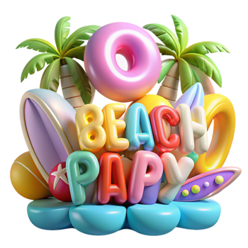 wonderful vintage Summer Beach Party Fun in the Sun genuine png
