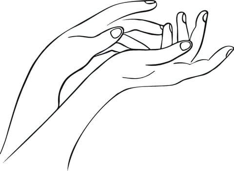 Woman hands care outline vector
