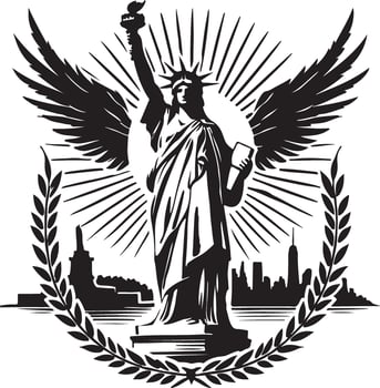 the statue of liberty with wings and laurel wreath vector
