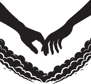 two hands holding each other in a heart shape vector