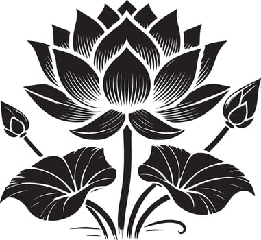 a black and white lotus flowers vector