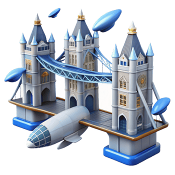 magnificent artistic Airship Tower Bridge Iconic Landmark Illustration high resolution png