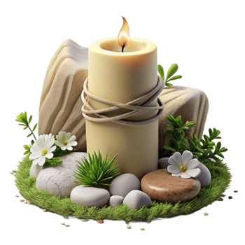 extraordinary abstract Serene Candle with Stones and Flowers high resolution png
