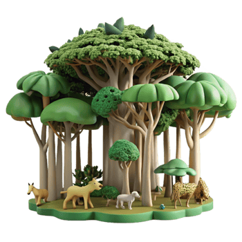 extraordinary abstract Enchanted Forest Wildlife Lush Trees genuine png