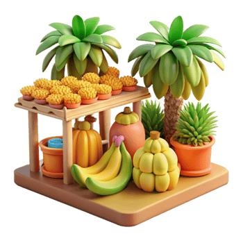 Tropical Fruit Stand 3D Render png