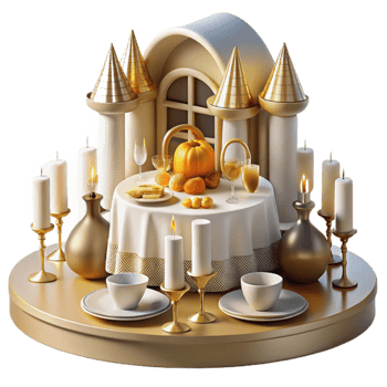 magnificent creative Autumn Harvest Table Setting in a Fairytale Castle original png