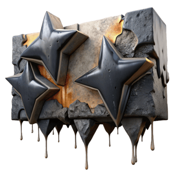 elegant modern Melting Stone Block with Star Symbols high resolution png