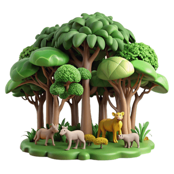 vibrant creative Wildlife in Lush Green Forest 3D Render original png