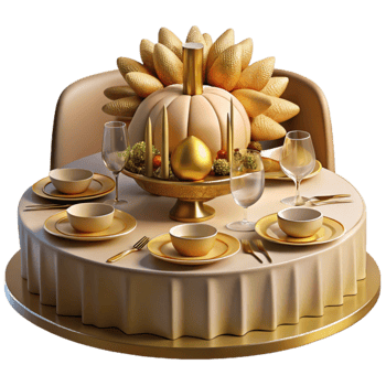 serene modern Elegant Autumn Table Setting with Golden Accents genuine png