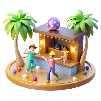 vibrant vintage Summer Fun Beach Games Festive Island Vibes original png