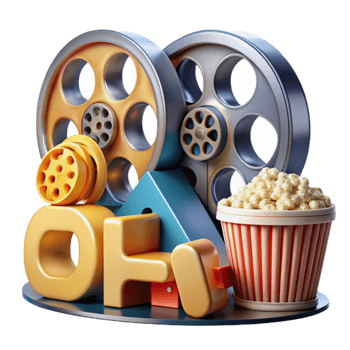 impressive artistic Movie Reels, Popcorn, and Cinema Fun detailed png