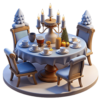 wonderful contemporary Cozy Winter Table Setting Festive Dinner 4K png