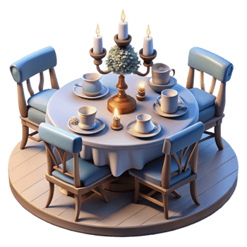 stunning vintage Romantic Table Setting with Candles and Tea detailed png
