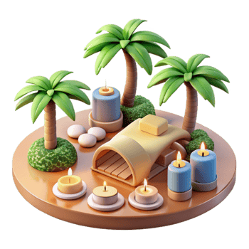 serene abstract Serene Spa Scene Candles, Palms, and Relaxation authentic png