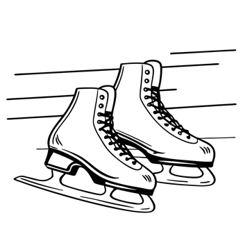 A pair of ice skates is depicted with motion lines indicating movement. cutouts png