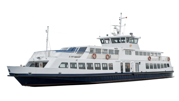 Ferry sailing on calm water during daytime hours png