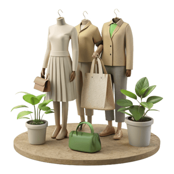 impressive minimalist Stylish Outfit Bag Collection Mannequin Fashion Display 4K png
