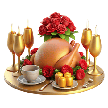 magnificent modern Romantic Dinner Roasted Bird, Roses Candles high quality png