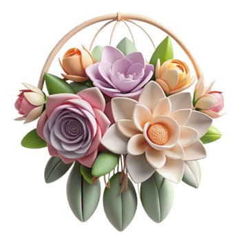 beautiful vintage Pastel Flower Bouquet 3D Render of Roses, Lotus, and Buds 4K png