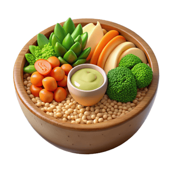 impressive artistic Vibrant Veggie Bowl with Creamy Dip genuine png