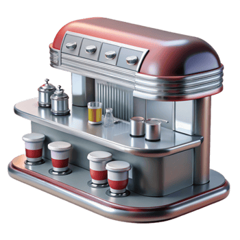 Retro Diner Counter Vintage Soda Shop Design png