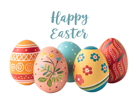 Colorful Easter eggs on display for celebration png