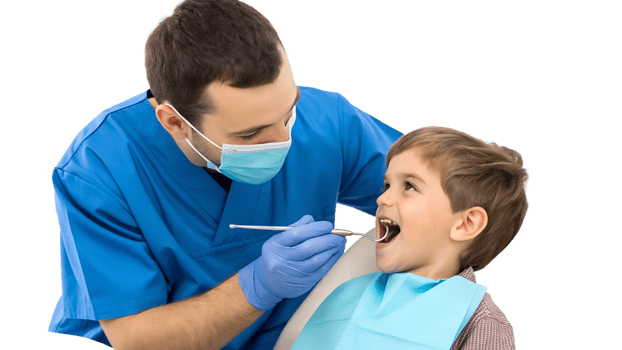 Pediatric dentist checks young patient png