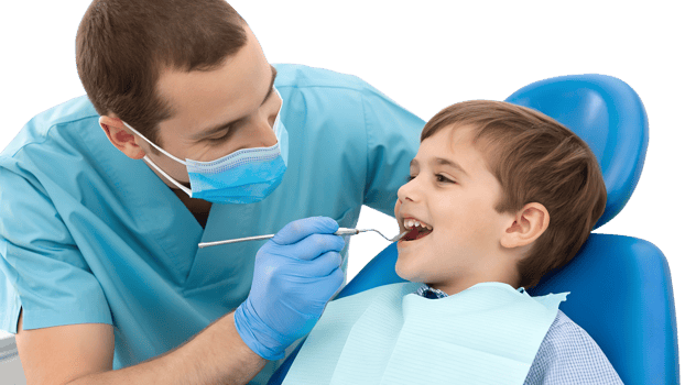 Child visiting the dentist for a checkup png