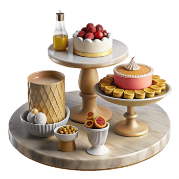 Cakes, Pastries, and Treats on Elegant Stands png