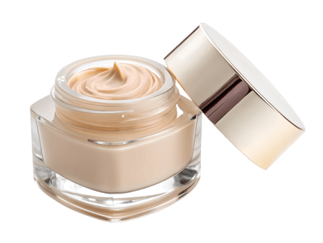 Cream jar with a shiny lid displayed elegantly png
