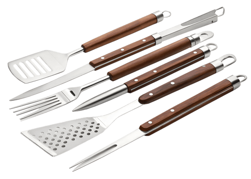 Essential grilling tools set for outdoor cooking png