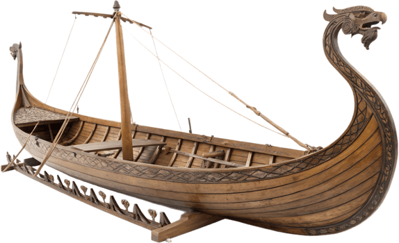 Traditional Viking ship model crafted from wood png