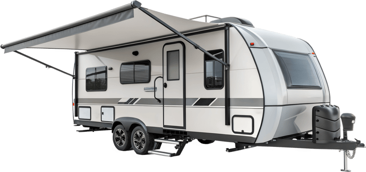 Modern travel trailer for outdoor adventures png