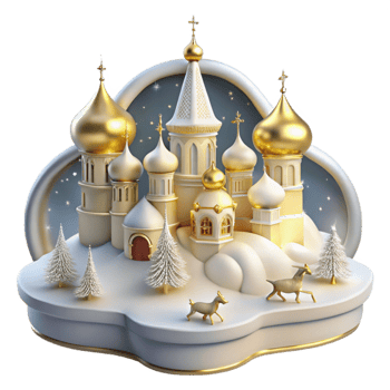 magnificent artistic Winter Wonderland Church Festive 3D Render original png