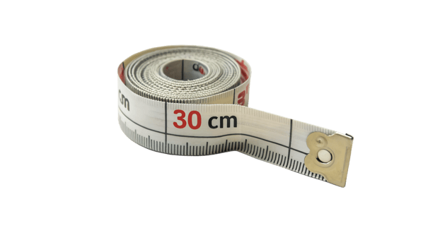 Measuring tape coiled with clear markings png