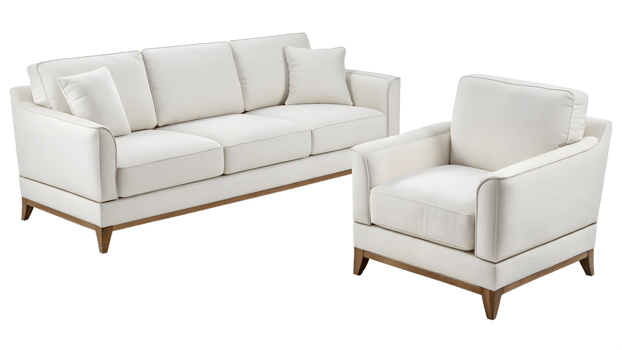 Modern white sofa and armchair set for living room png