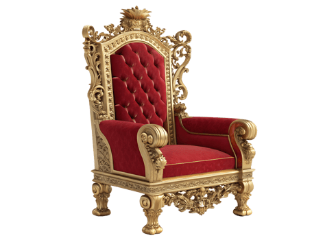 Luxurious ornate golden chair with red upholstery png