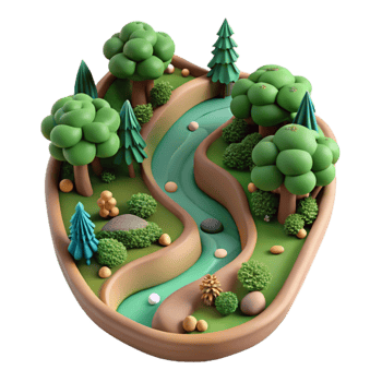 wonderful artistic Serene River Landscape 3D Cartoon Nature Scene professional png