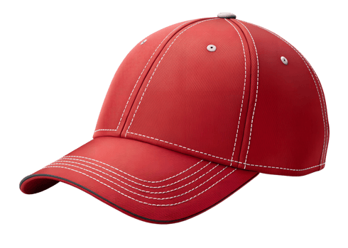 Durable red cap with contrasting stitching design png