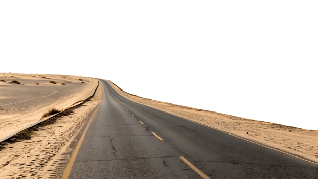 Endless road stretches through desert landscape png