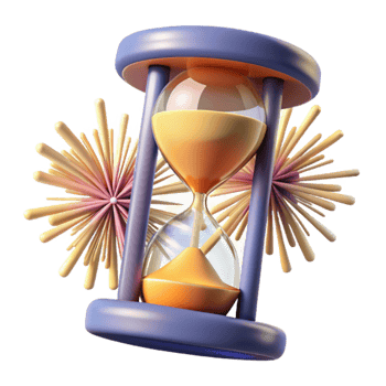 dramatic rustic Time Management Sand Timer and Abstract Flowers detailed png