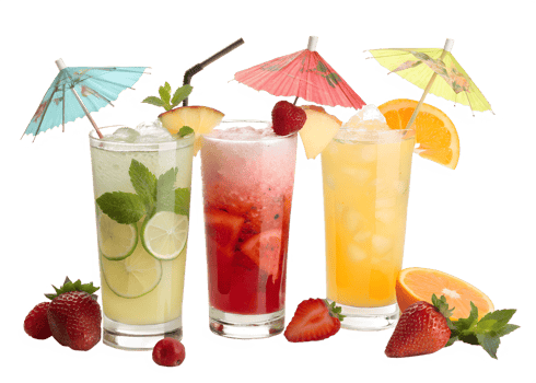 Refreshing summer cocktails with fruit garnishes png