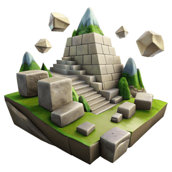 stunning abstract Stone Pyramid Landscape 3D Model of Mountainous Terrain 4K png