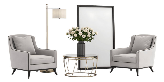 Modern decor for a stylish living room png