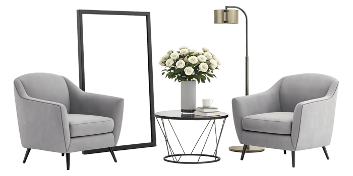 Cozy modern living room setup with stylish decor png