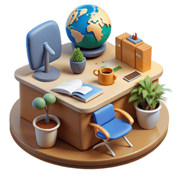 magnificent vintage Global Business Desk Setup Modern Workspace authentic png