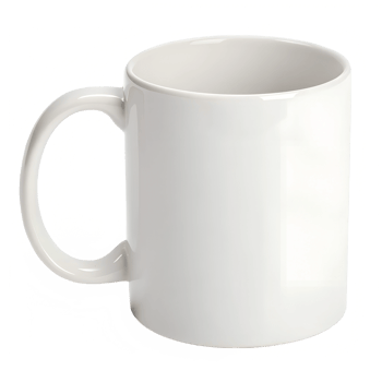 Blank white coffee mug displayed on a table png