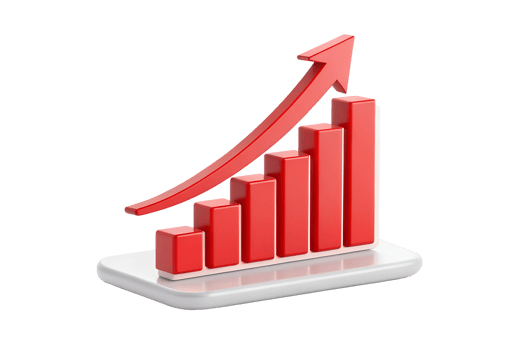 Growth trend illustrated with red bars and arrow png