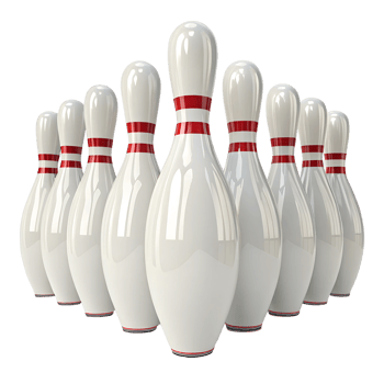 Bowling pins lined up for a perfect strike attempt png